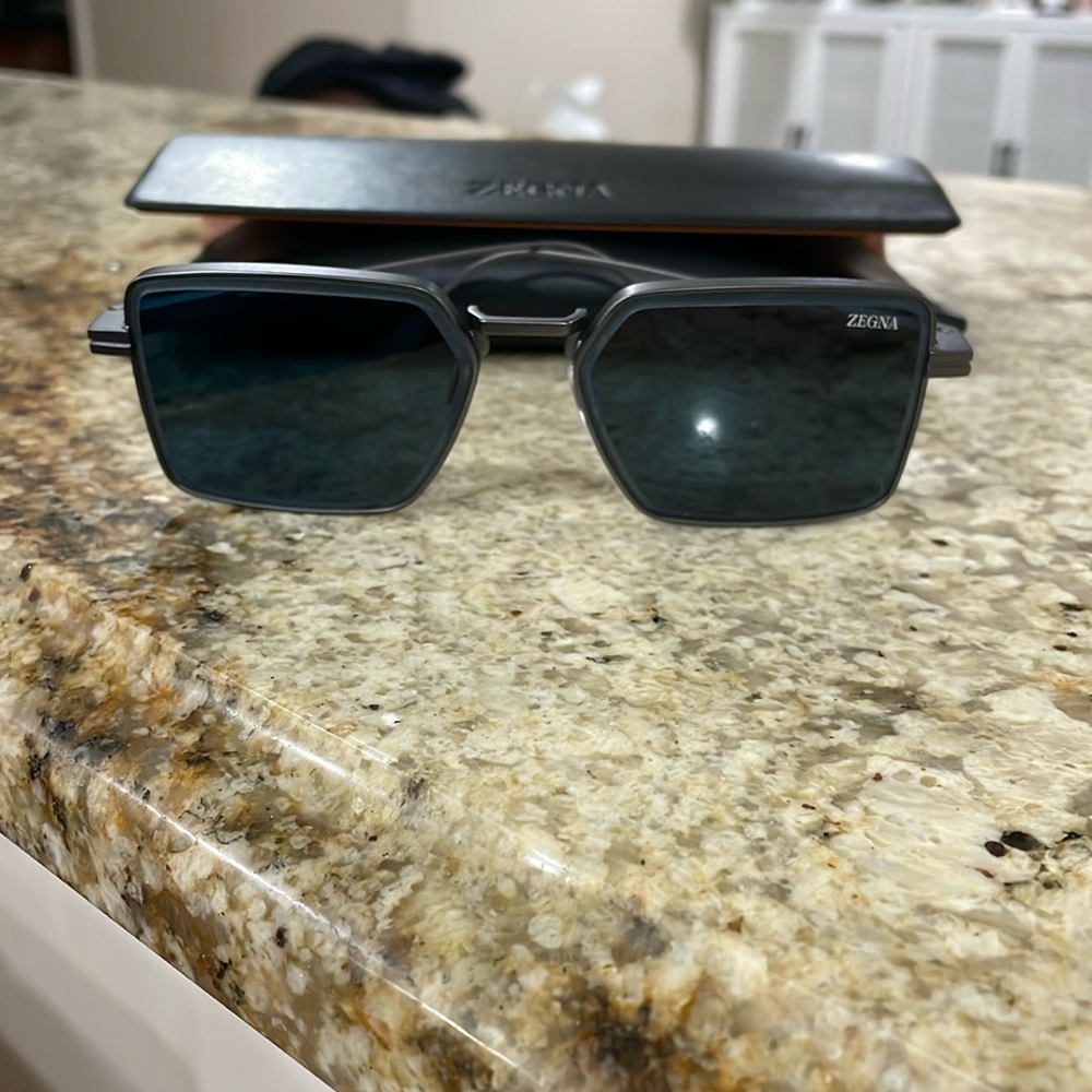 NEW Zegna sunglasses. Gunmetal frame with smoke lens.